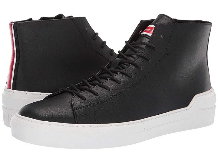 Calvin Klein Okey (black Smooth Calf/nylon Webbing Stripe) Men's Lace Up Casual Shoes
