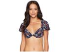 Michael Michael Kors Scattered Blooms Cap Sleeve Underwire Bikini Top (rose Pink) Women's Swimwear