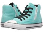 Converse Kids Chuck Taylor All Star Sport Zip Hi (little Kid/big Kid) (light Aqua/black/white) Girl's Shoes