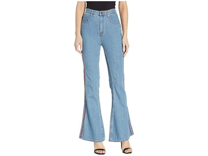 Juicy Couture Denim Multicolor Embroidered Flare Jeans (sea Wash) Women's Jeans