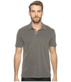 Lucky Brand Sueded Polo (dark Dull Grey) Men's Clothing