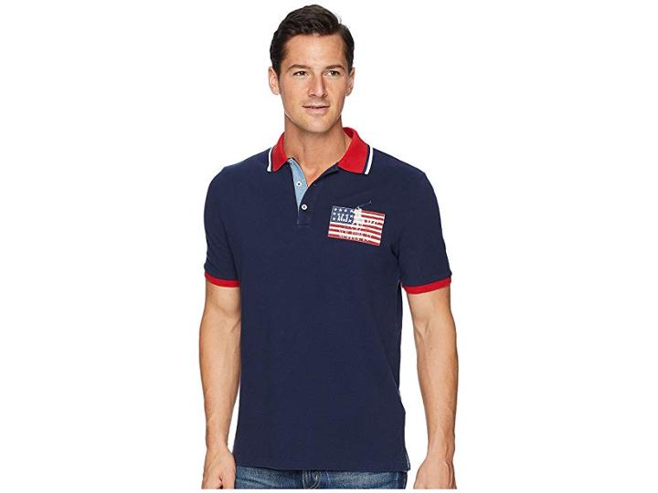 Polo Ralph Lauren American Flag Pique Polo (cruise Navy) Men's Clothing