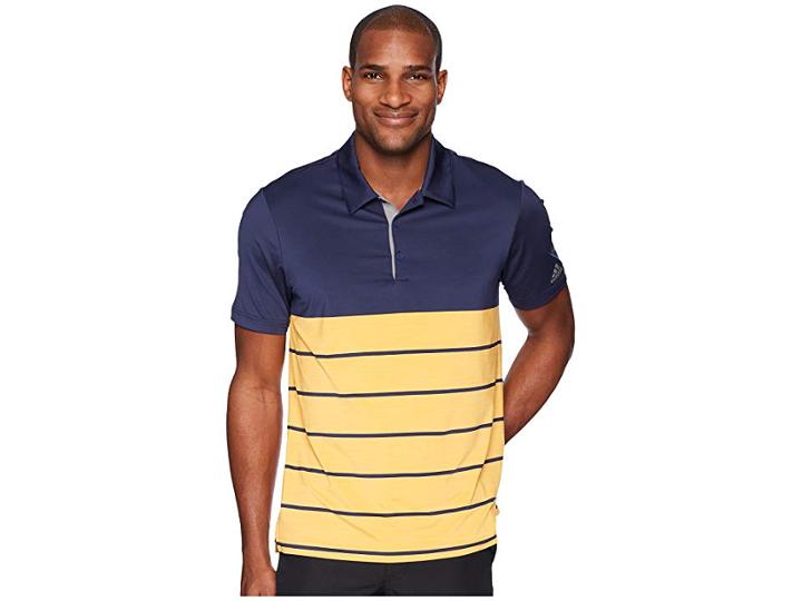 Adidas Golf Ultimate Heather Stripe Polo (noble Indigo/real Gold) Men's Clothing