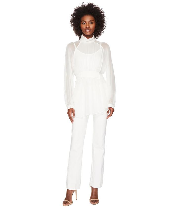 Sportmax Ofridi Long Sleeve Belted Tunic (milk) Women's Blouse