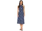 Michael Michael Kors Scatter Blooms Print Tier Midi Dress (true Navy/light Chambray) Women's Dress