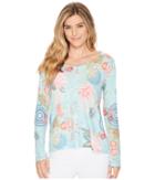 Nally & Millie Green Floral Print Top (multi) Women's Clothing