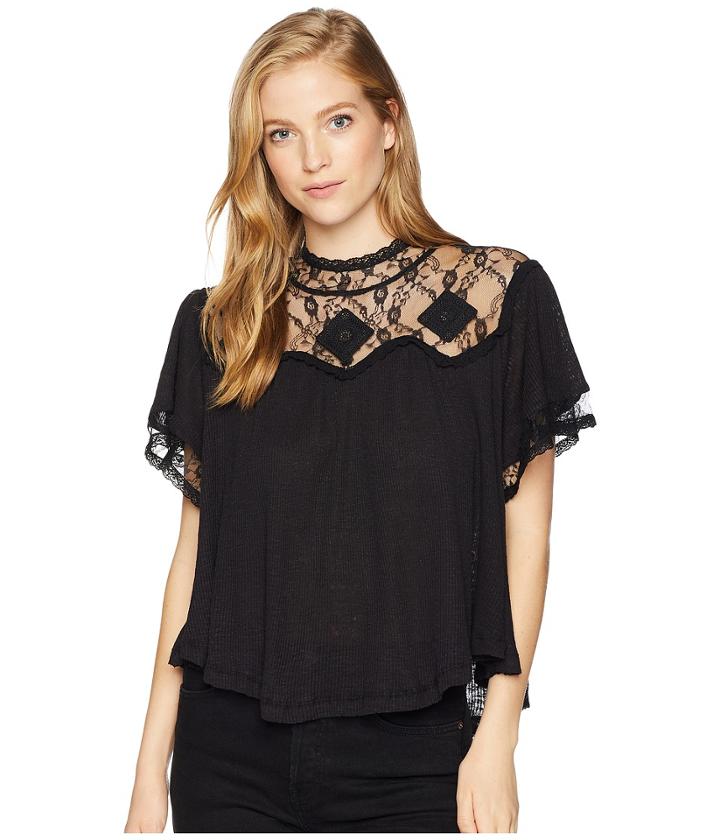 Free People Cape May Tee (black) Women's T Shirt