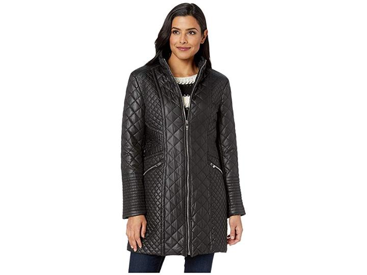 Via Spiga Boxy Diamond Quilt (black 2) Women's Coat
