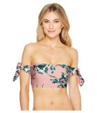 Splendid Watercolor Floral Off The Shoulder Bandeau (sandy Pink) Women's Swimwear