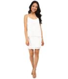 Laundry By Shelli Segal Beaded Chiffon Pop Over Dress (optic White) Women's Dress