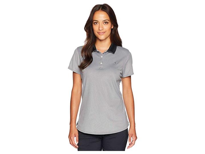 Vineyard Vines Golf Short Sleeve Pique Polo (jet Black) Women's Short Sleeve Pullover