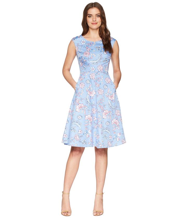 Joules Amelie Fit Flare Dress (blue Indienne Floral) Women's Dress