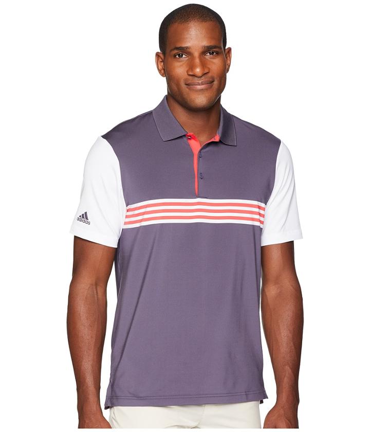 Adidas Golf Ultimate Engineered 3-stripe Polo (trace Purple/white) Men's Short Sleeve Pullover