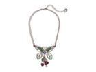 Betsey Johnson Colorful Pink And Green Tonal Butterfly Pendant Necklace (pink) Necklace