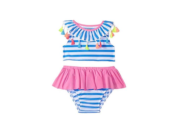 Mud Pie Tassels And Stripes Two-piece Swimsuit (toddler) (blue) Girl's Swimwear Sets