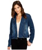 Blank Nyc Jersey Blue Moto Jacket In Hello Moto (hello Moto) Women's Coat