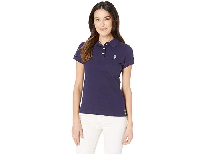U.s. Polo Assn. Neon Logo Polo Shirt (evening Blue) Women's Clothing