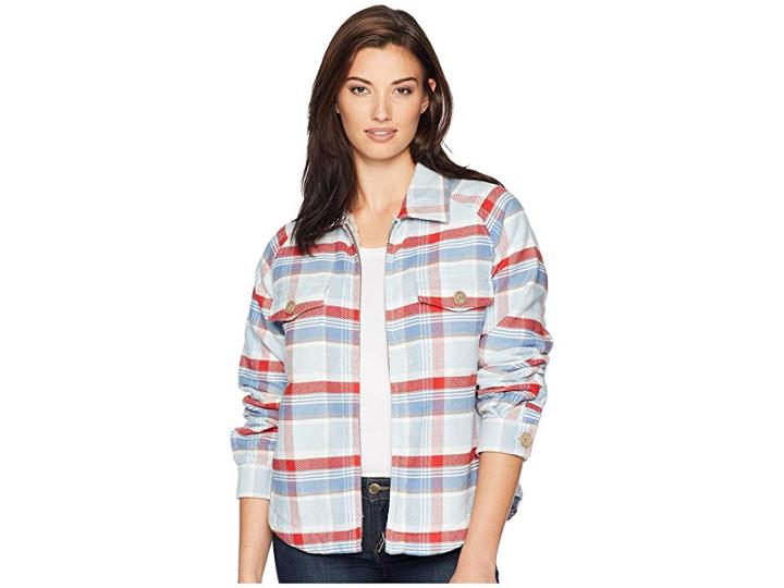 Dylan By True Grit Big Sky Plaid Zip Jacket With Sherpa Lining (red) Women's Coat