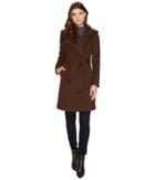 Cole Haan Hooded Asymmetrical Zip Front Coat (brown) Women's Coat