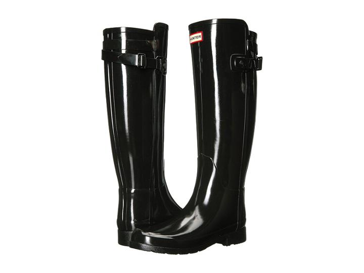 Hunter Original Refined Back Strap Gloss (black) Women's Rain Boots