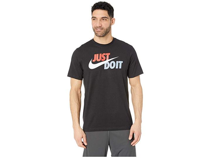 Nike Nsw Just Do It Swoosh Tee (black/mystic Red/platinum Tint) Men's T Shirt