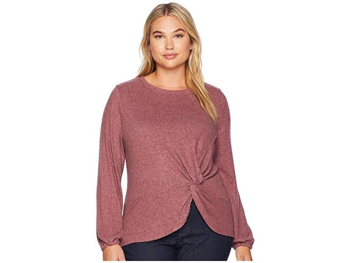 B Collection By Bobeau Plus Size Sierra Side Knot Tee (canyon Rose) Women's T Shirt