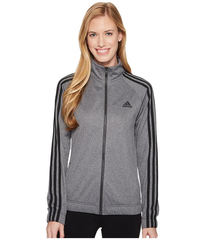 Adidas Designed-2-move Track Top (dark Grey Heather/black) Women's Clothing