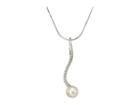 Majorica 10mm Round Cz Spiral Sterling Silver Necklace 16-18 (white) Necklace