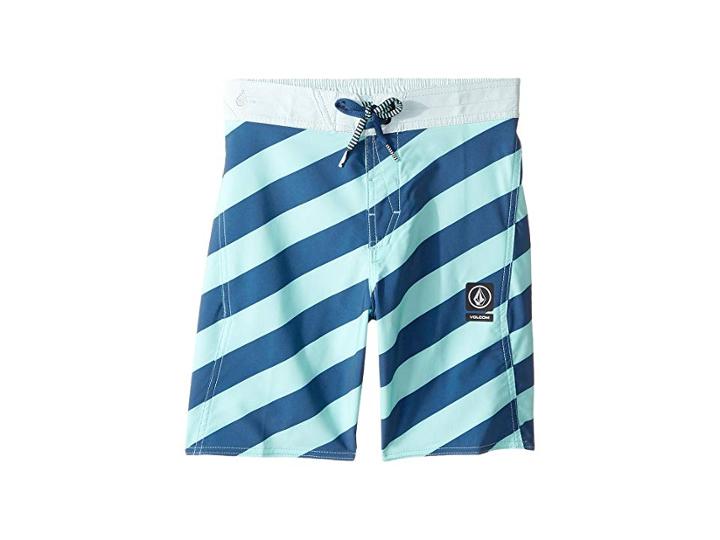 Volcom Kids Stripey Elastic Boardshorts (little Kids/big Kids) (ice Green) Boy's Swimwear