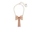 Betsey Johnson Rose Gold Pave Fringed Bow Necklace (crystal) Necklace