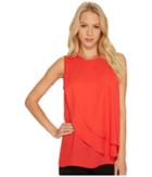 Vince Camuto Sleeveless Front Double Layer Blouse (bright Crimson) Women's Blouse