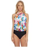 Athena Tropical Trip High Neck Blouson Maillot (multi) Women's Swimsuits One Piece