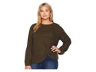 B Collection By Bobeau Plus Size Sierra Side Knot Tee (military Olive) Women's T Shirt