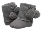 Baby Deer Soft Sole Sweater Boot With Pom Pom (infant) (grey) Girls Shoes