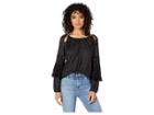 Miss Me Raglan Sleeve Peasant Top (charcoal Black) Women's Clothing