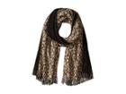 Calvin Klein Double Faced Single Side Logo Print (heathered Almond) Scarves