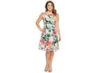 Adrianna Papell Petite Stained Glass Floral Faille Flared Dress (khaki Multi) Women's Dress