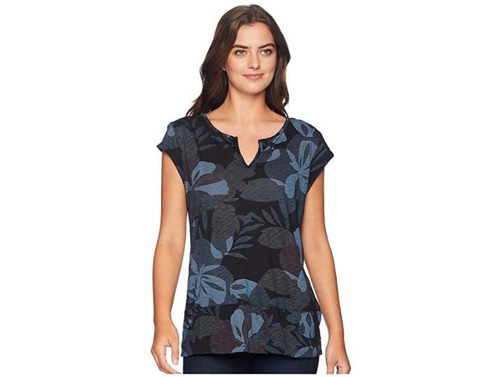 Fresh Produce Fresh Blossom Vintage Split-neck Tee (black) Women's T Shirt