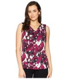 Tahari By Asl Printed Cowl Neck Sleeveless Knit Top (cabernet/black/ivory) Women's Sleeveless
