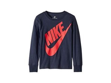 Nike Kids Jumbo Futura Long Sleeve Tee (little Kids) (obsidian/university Red) Boy's Clothing