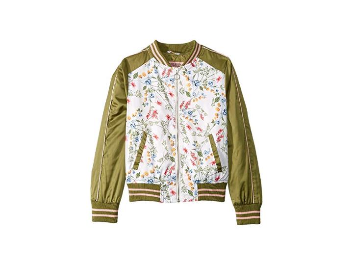 Urban Republic Kids Eleanor Sateen Floral Bomber Jacket (little Kids/big Kids) (white) Girl's Jacket