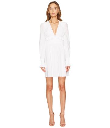 Francesco Scognamiglio Long Sleeve V-neck Dress (white) Women's Dress