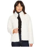 Michael Stars Teddy Fur Long Sleeve Reversible Short Coat (chalk) Women's Coat