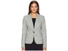 Calvin Klein Woven Button Front Jacket (black/white) Women's Coat