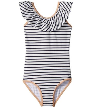 Chloe Kids Striped One-piece Swimsuit (toddler/little Kids) (caban) Girl's Swimsuits One Piece