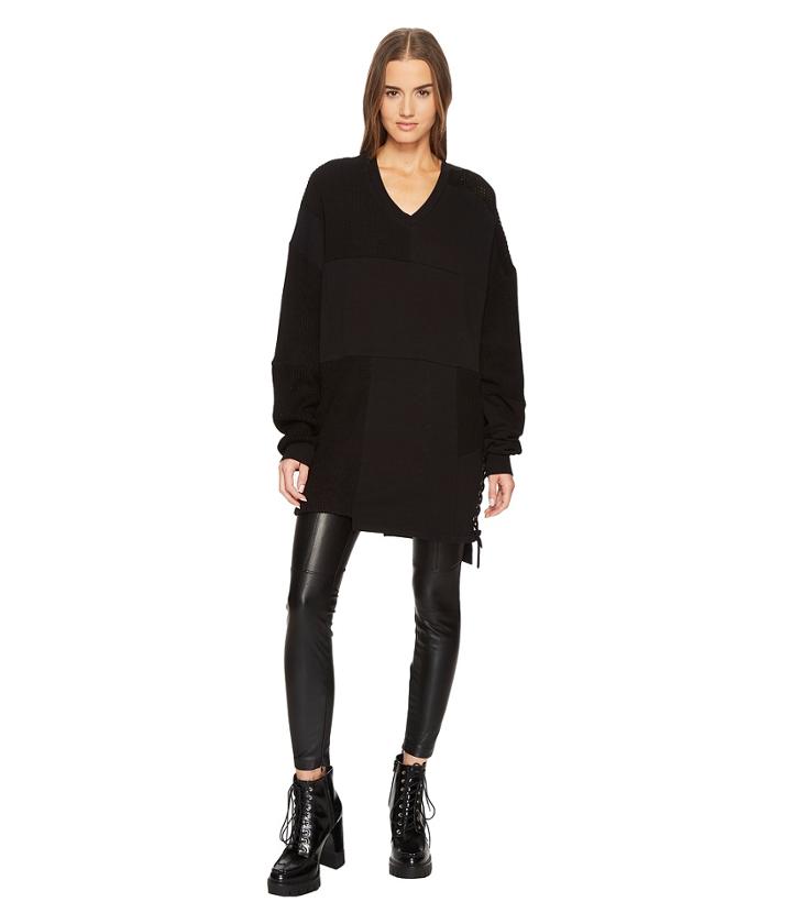 Mcq Lace Patched Sweater (darkest Black) Women's Sweater