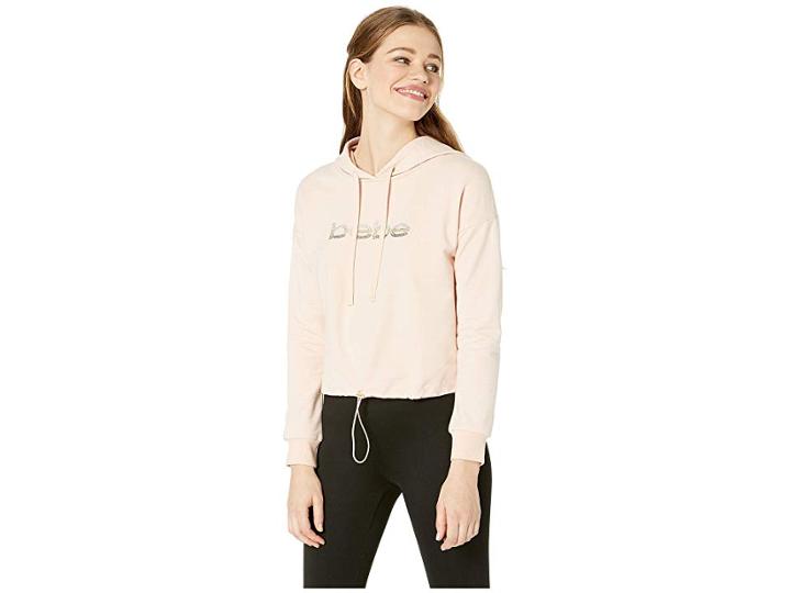 Bebe Cropped Logo Hoodie (peach Whip) Women's Clothing