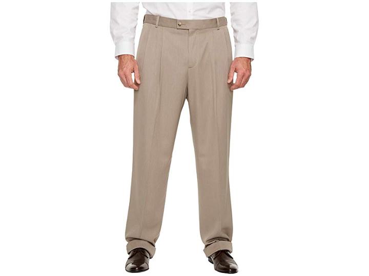 Perry Ellis Portfolio Big And Tall Double Pleat Melange Portfolio Dress Pants (simply Taupe) Men's Dress Pants