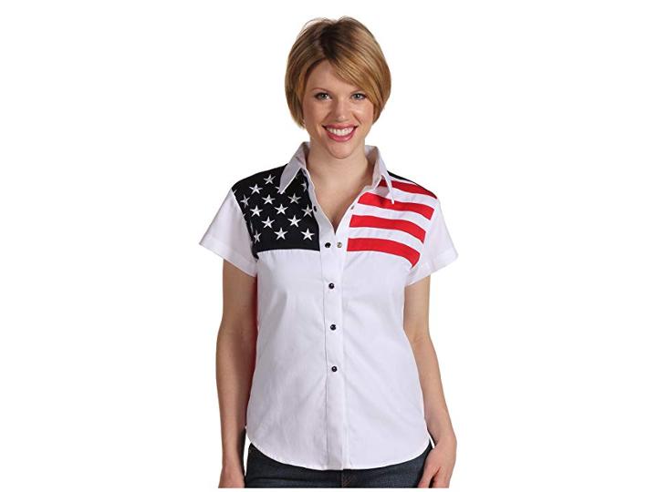 Scully Stars Stripes Shirt (white) Women's Short Sleeve Button Up