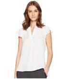 Calvin Klein Cap Sleeve V-neck Top (white) Women's Clothing